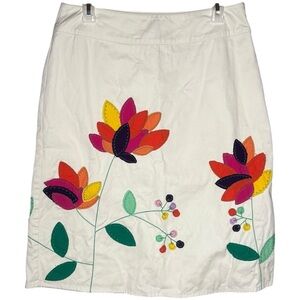 Boden skirt Floral Appliqué A Line Twill women’s size 8 long